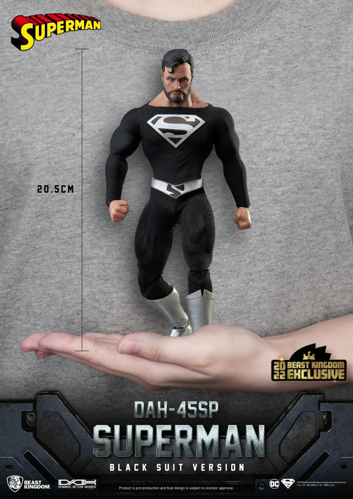 Beast Kingdom Dynamic ,DC Comics Superman Black Suit -1500WORLDWIDE-NEW