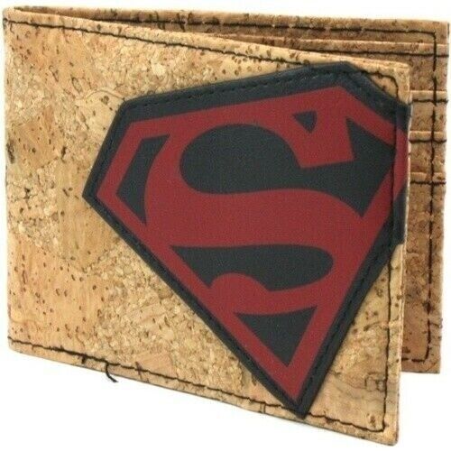  Superman Cork & Applique Bi-fold Wallet - Licensed  NEW