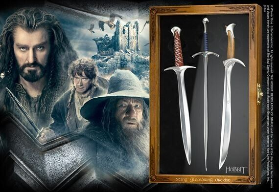 LORD OF THE RINGS THE HOBBIT STING ORCRIST GLAMDRING 3 SWORD LETTER OPENER SET