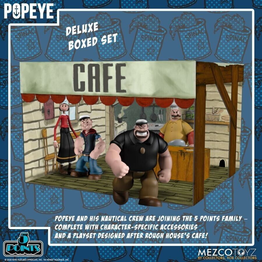 Popeye - 5 Points Deluxe Boxed Set MEZ18060-Mezco Toyz - NEW