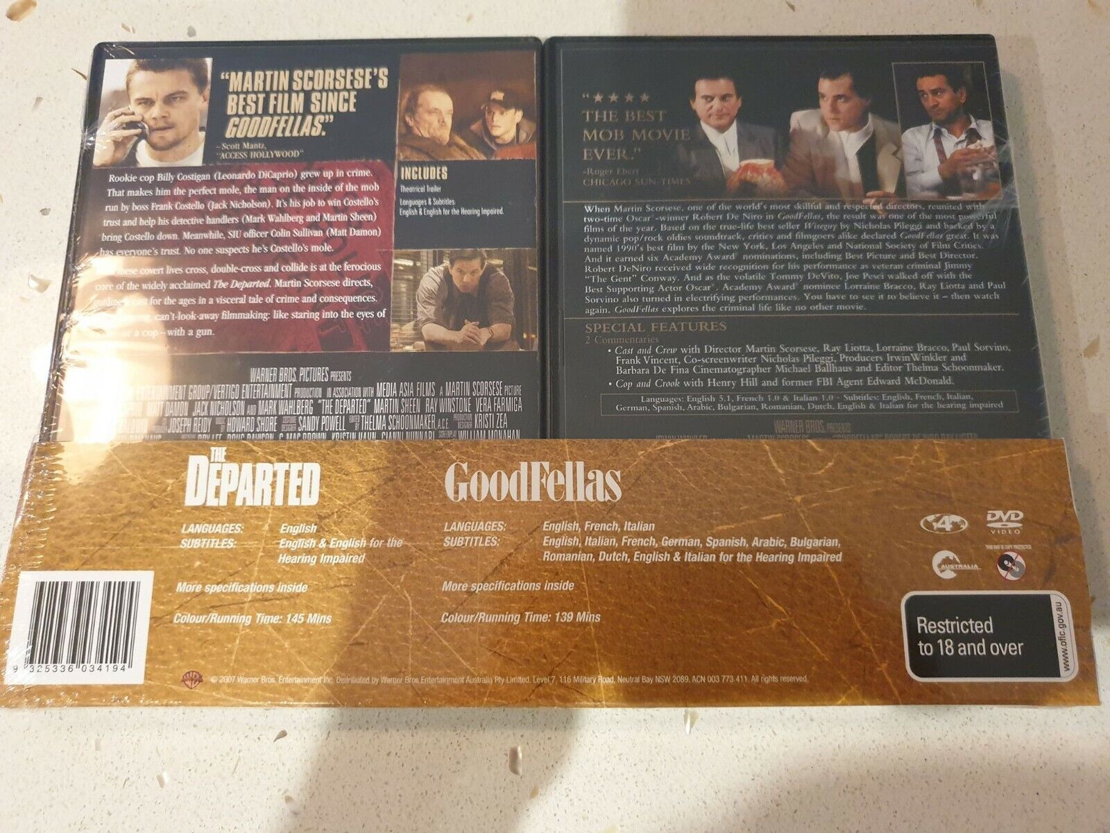 Goodfellas / The Departed Double The Crime (DVD, 2010, 2-Disc Set) NEW+SEALED 