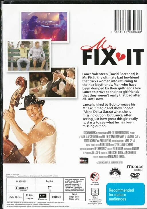 Mr FIX IT - DAVID BOREANAZ -  REGION 4 DVD NEW+SEALED 