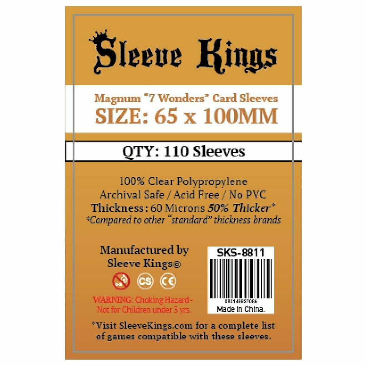 Sleeve Kings Board Game Sleeves Magnum 7 Wonders 65mm x 100mm 110ct