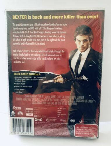 Dexter : Season 3 (DVD, 2009, 4-Disc Set) Blood Case - NEW+SEALED 