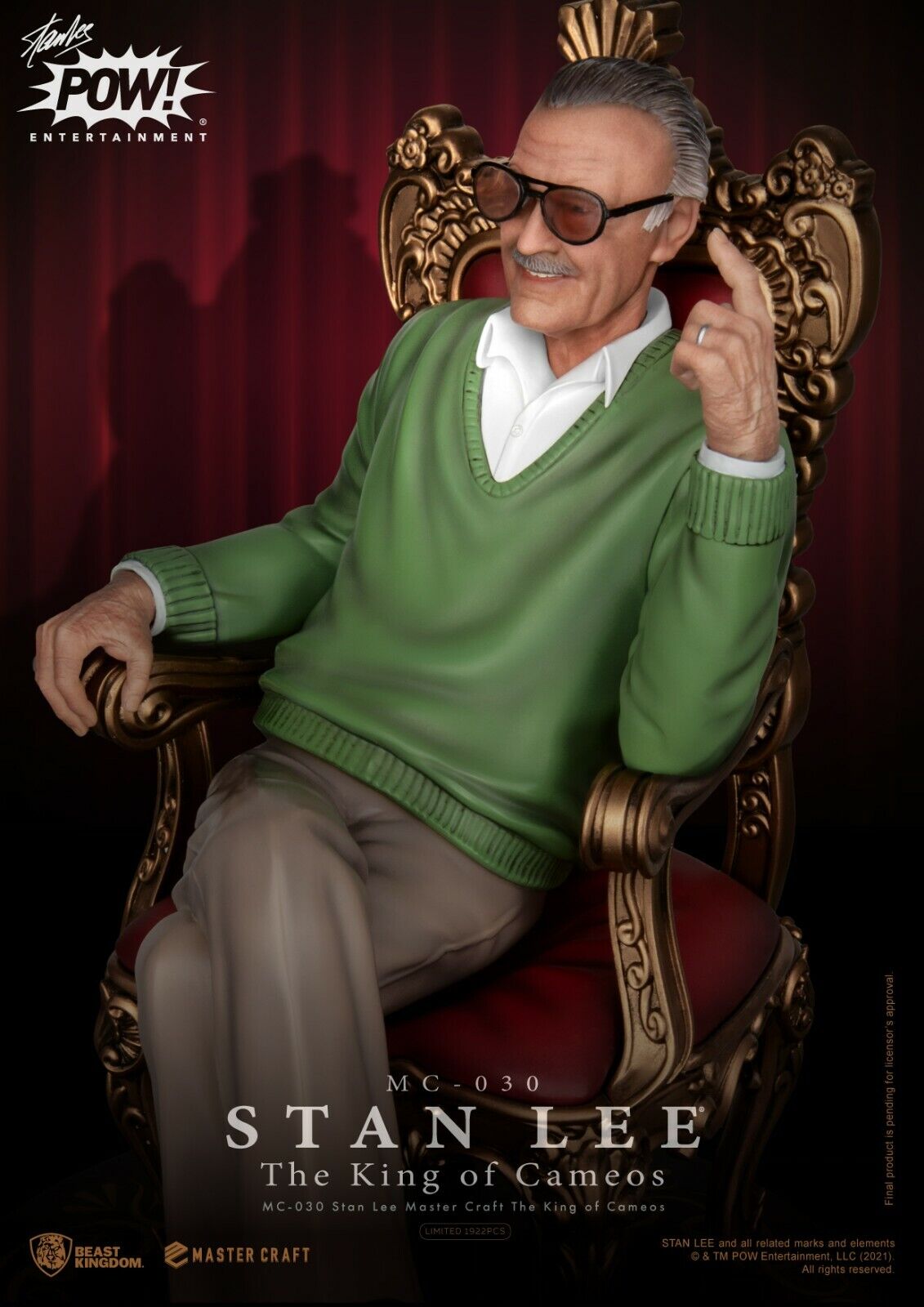 Beast Kingdom Master Craft Stan Lee the King of Cameos - NEW - LIMITED STOCK