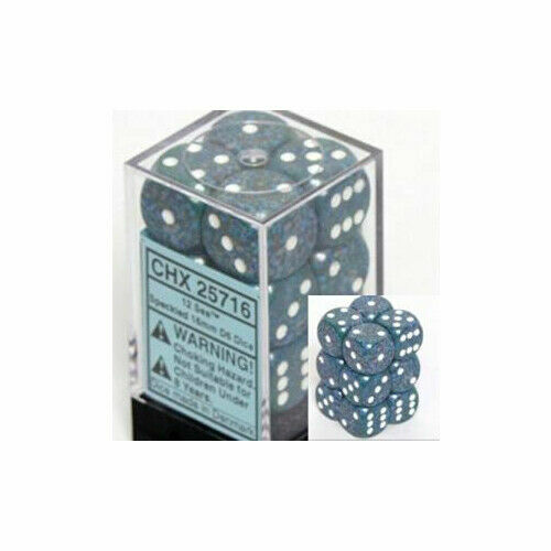 D6 Sets Speckled SeaTM : 16mm D6 Sea (12 Dice in Display) NEW