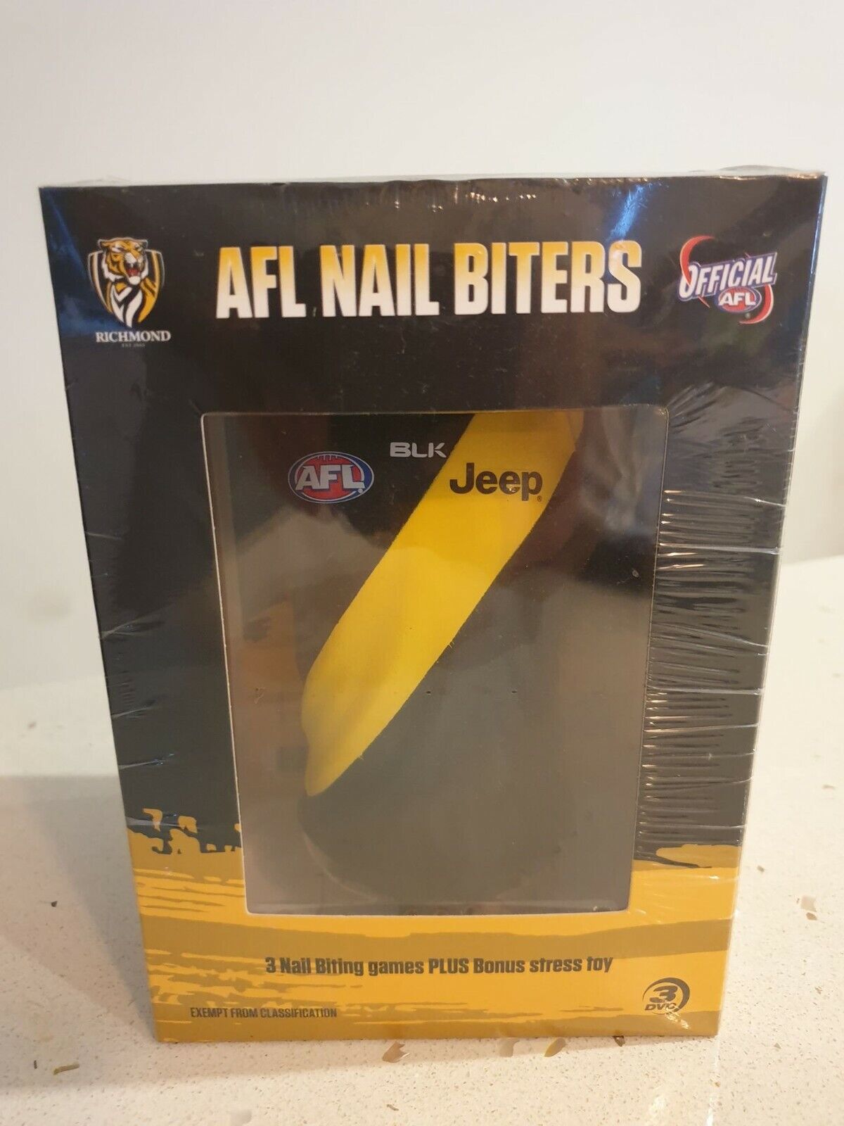 AFL NAIL BITERS 3 NAIL BITING GAMES PLUS BONUS Stress Toy (3 Disc Set DVD) NEW+S