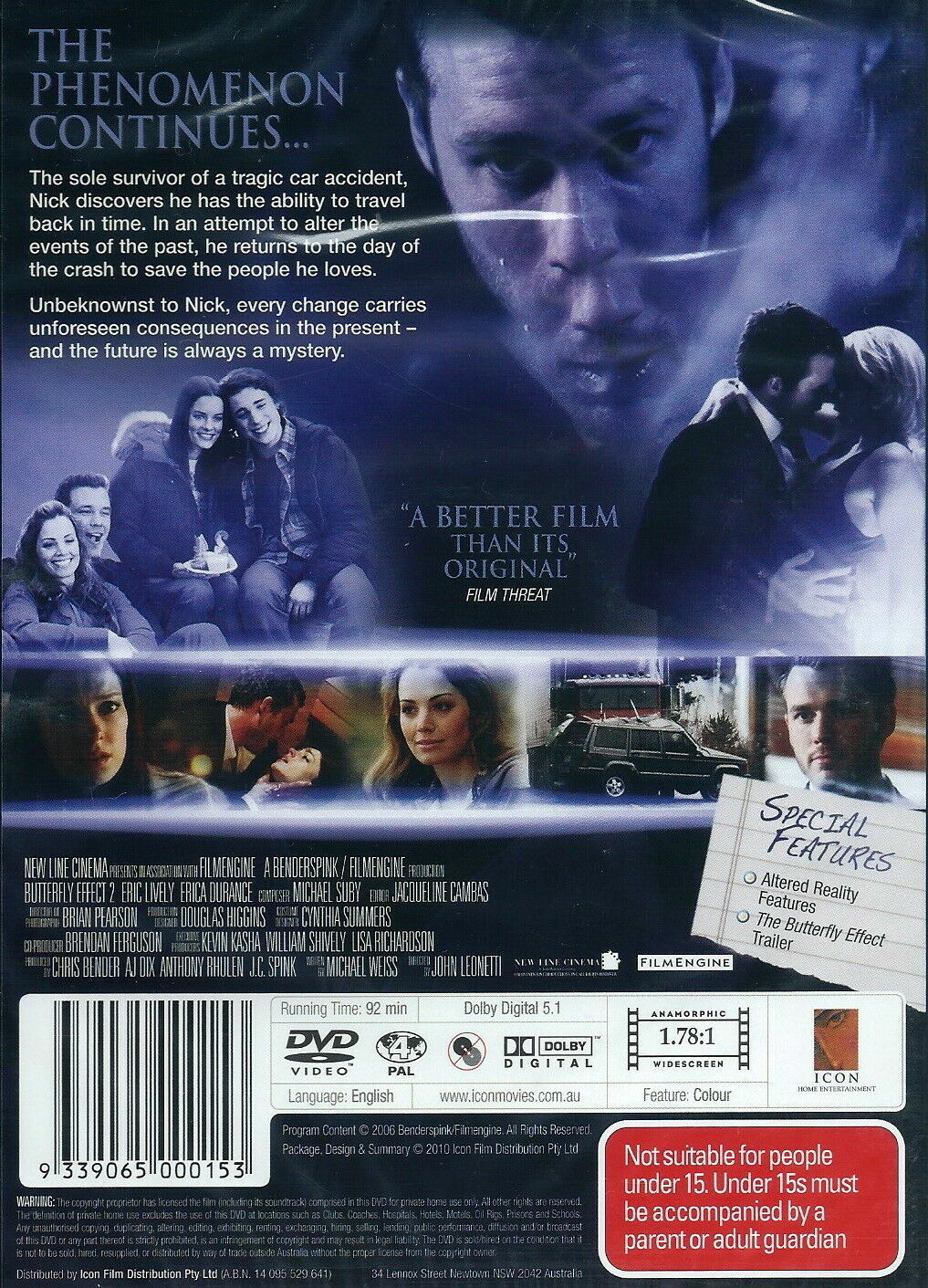 The Butterfly Effect 2 -Thriller/Violence/Sci-Fi - Eric Lively - NEW+SEALED DVD