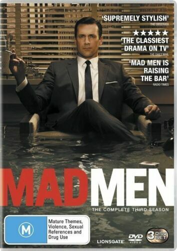 MAD MEN Season 3 (DVD, 3-Disc Set) - Region 4 - NEW+SEALED 