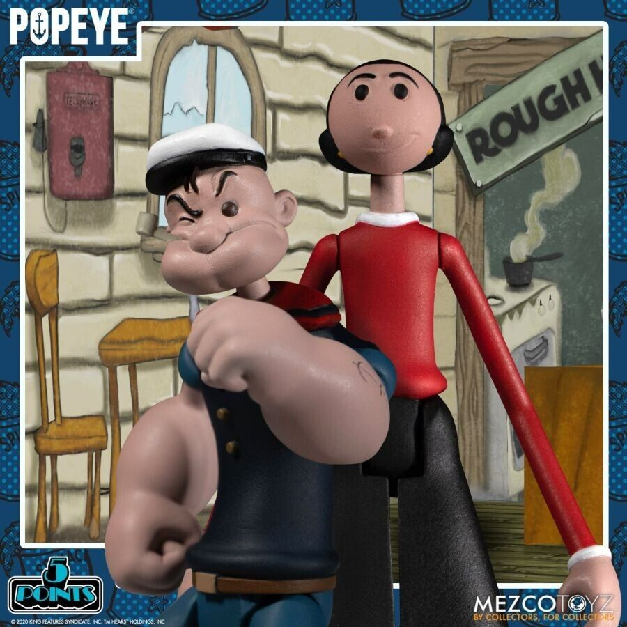 Popeye - 5 Points Deluxe Boxed Set MEZ18060-Mezco Toyz - NEW