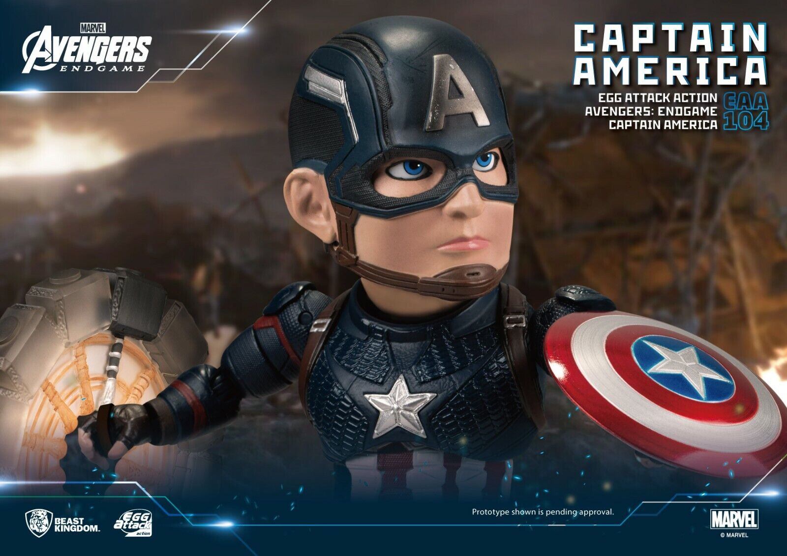 BEAST KINGDOM Egg Attack Action EAA-104 Captain America Avengers: Endgame -NEW