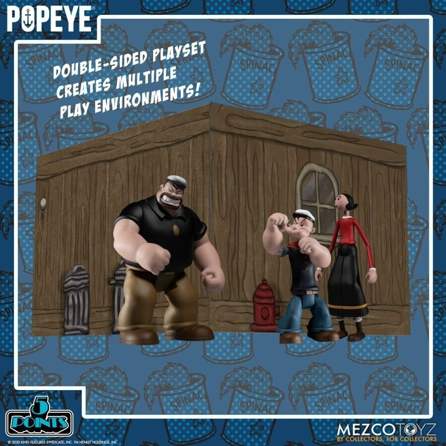 Popeye - 5 Points Deluxe Boxed Set MEZ18060-Mezco Toyz - NEW