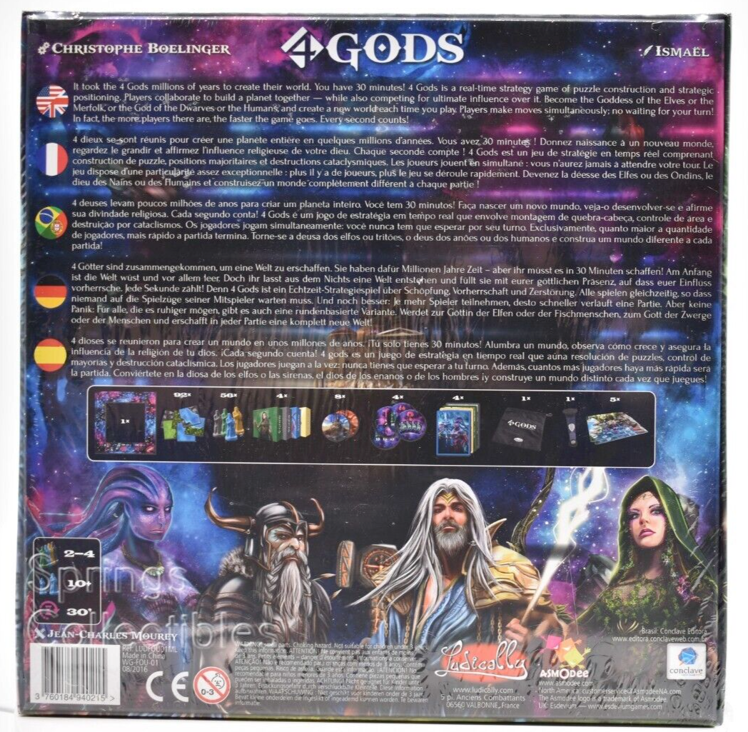 4 Gods Board Game [Asmodee Fantasy Strategy Puzzle Tiles 2-4 Players] NEW