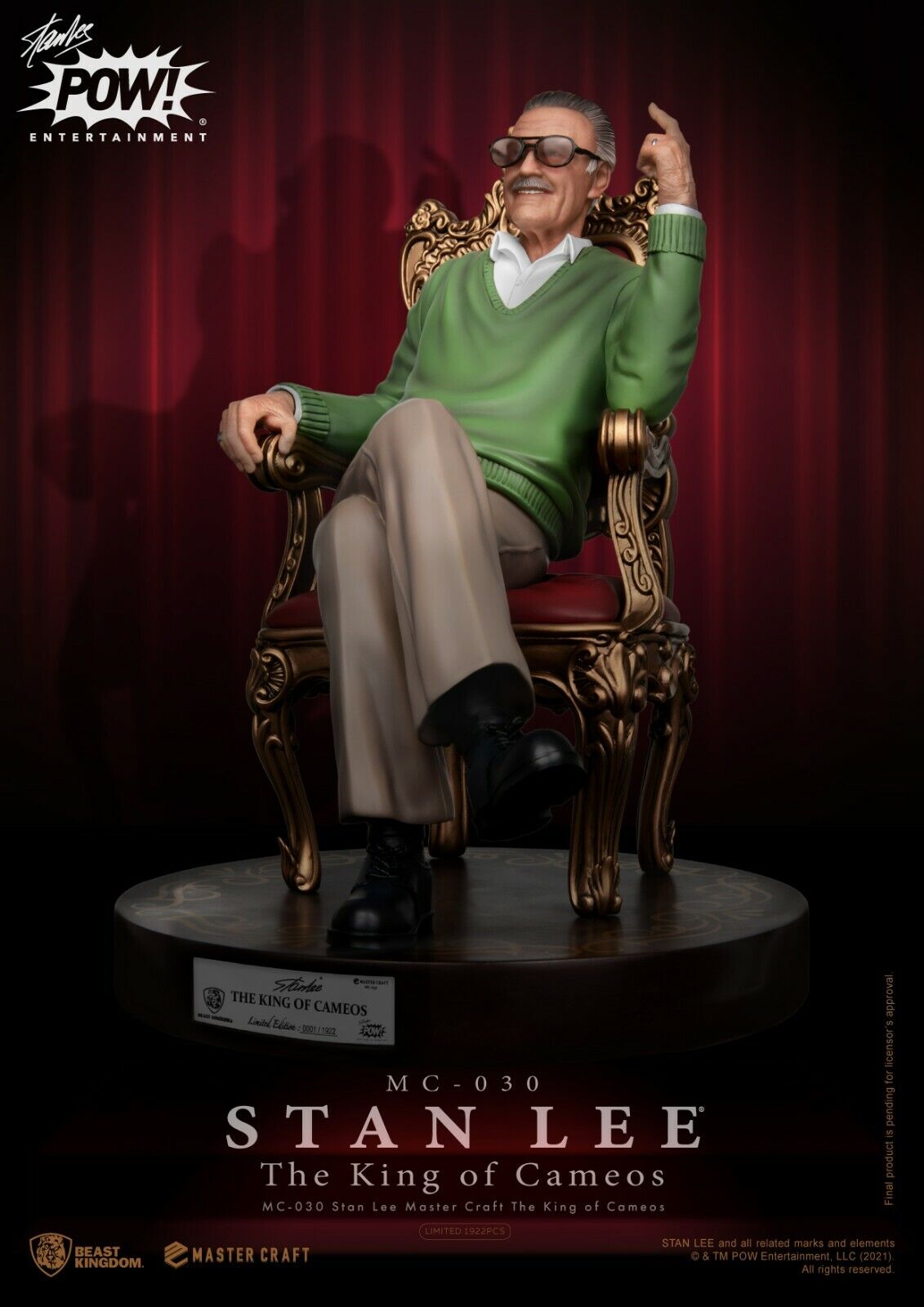 Beast Kingdom Master Craft Stan Lee the King of Cameos - NEW - LIMITED STOCK