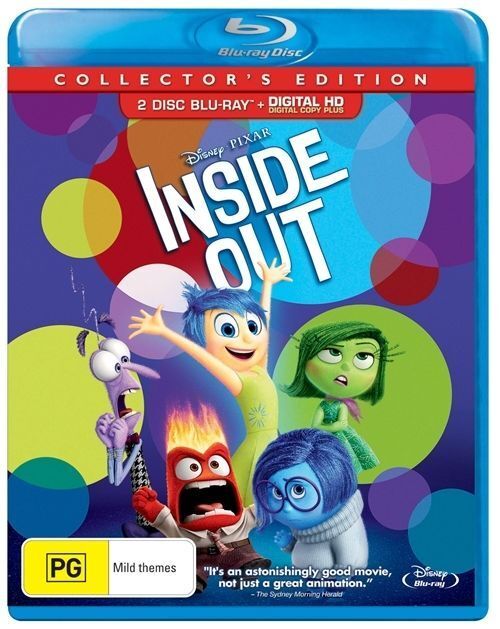 Inside Out (Blu-ray, Digital HD, 2 Disc Set)-Region B Pixar Disney - NEW+SEALED