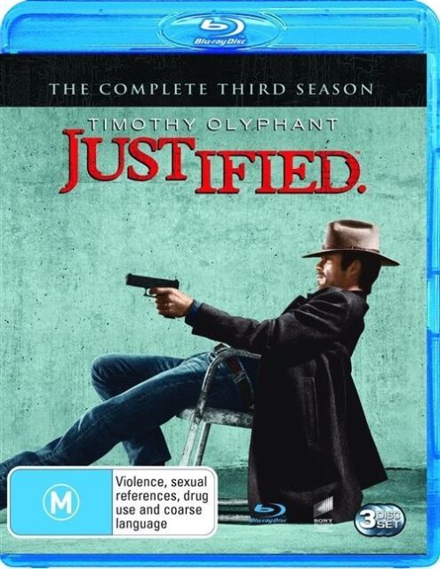 Justified Season 3 (3 Disc Blu-ray) Region Free Timothy Olyphant NEW+SEALED